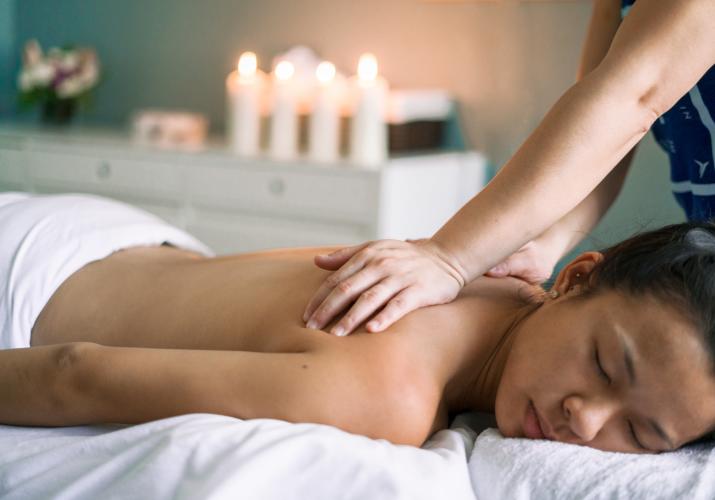 Woman getting a back massage