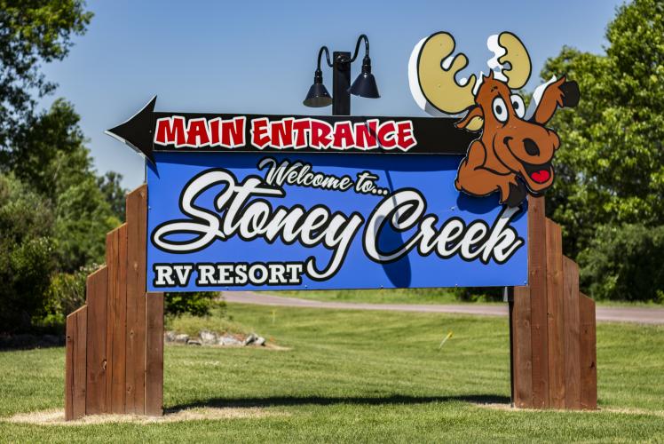 Stoney Creek entrance signage in Osseo, WI