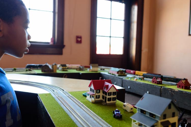 A model train in the Selma train station, Selma, NC.