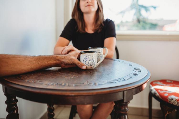 Early bird coffee shop couple