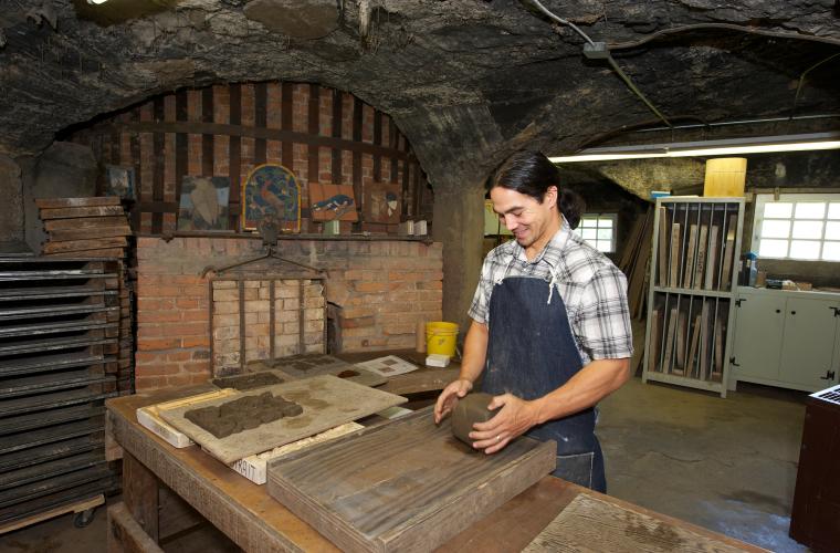 Moravian Pottery Tile Works Bucks County Pennsylvania Tile Making At Moravian Pottery Works