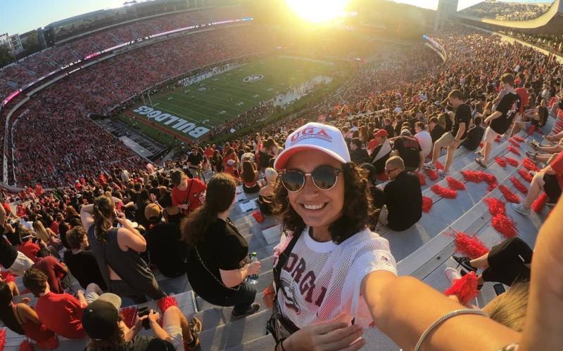 football stadium selfie