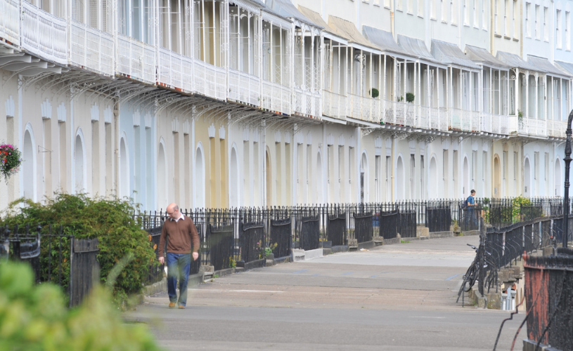 A view of the houses in Royal York Crescent in Clifton Village, West Bristol - credit Tamany Baker