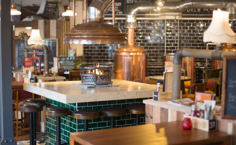 Seating and brewery at Brewhouse & Kitchen in Cotham, Bristol - credit Brewhouse & Kitchen