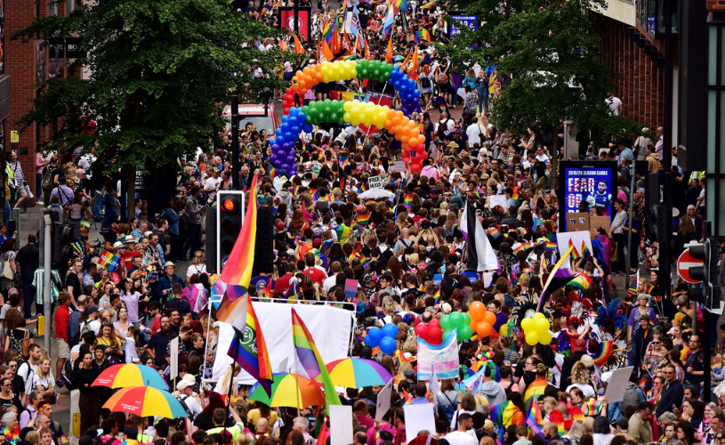 Bristol Pride Parade walking through Horsefair - Credit Bristol Pride