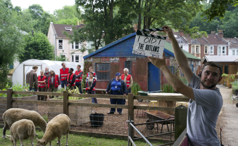 Outlaws Season 3 - Filming at St Werburghs City Farm - credit Big Talk Studios / BBC)