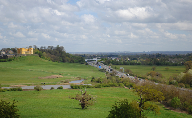 An elevated view of Stoke Park Estate on the northern side of the M32 motorway in East Bristol
