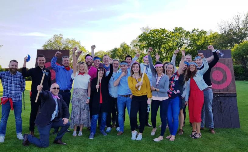 A group of friends holding axes at ACF events - credit ACF Events
