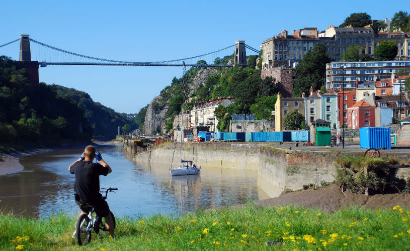 View of Clifton Suspension Bridge from Cumberland Basin - credit Andrew Varcoe