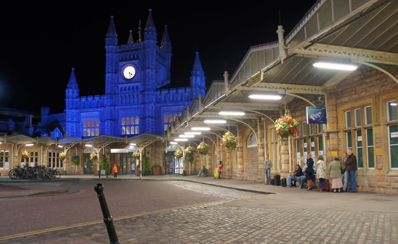 Bristol Temple Meads train station at night, credit Adrian Warr