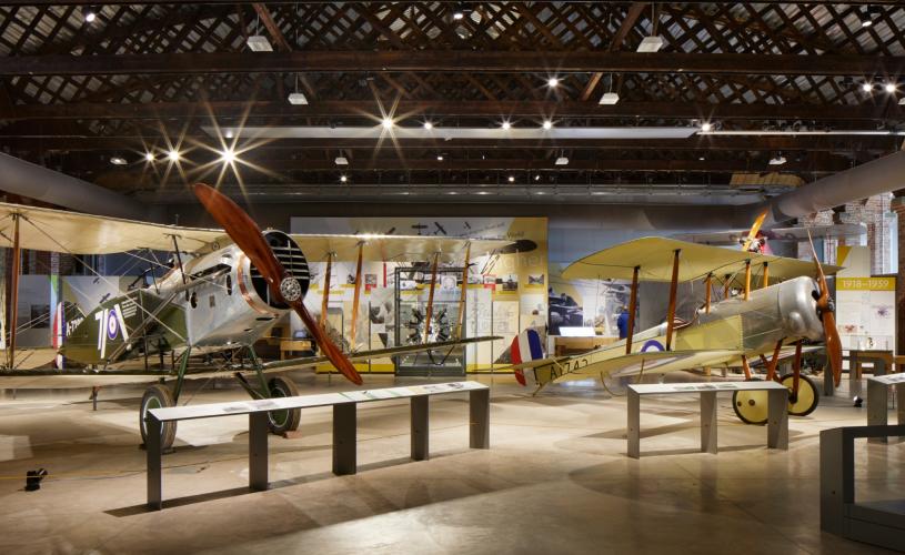 A Bristol Fighter and Bristol Scout aircraft inside the Aerospace Bristol museum in Patchway - credit Jack Hobhouse