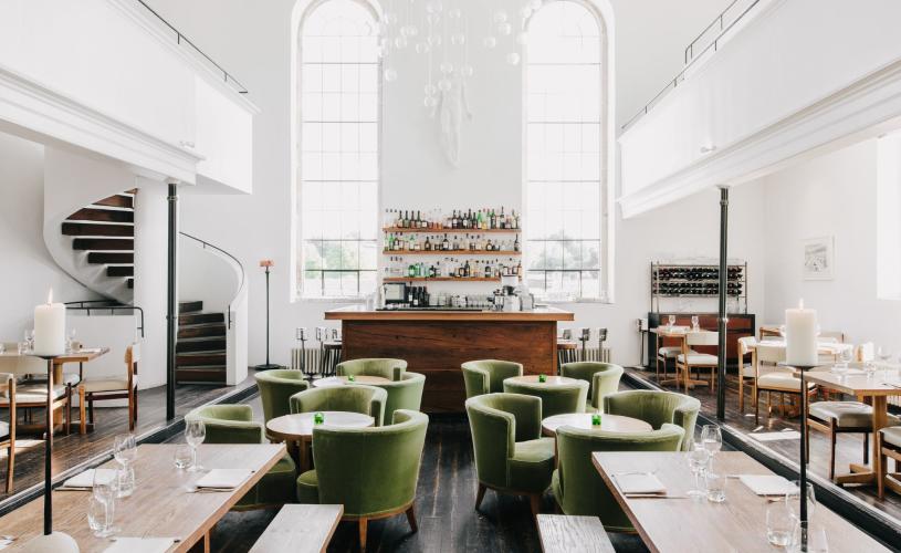 At The Chapel restaurant interior in Bruton