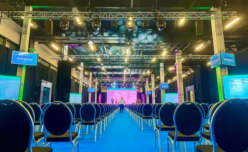Ashton Gate event set up in theatre style with AV