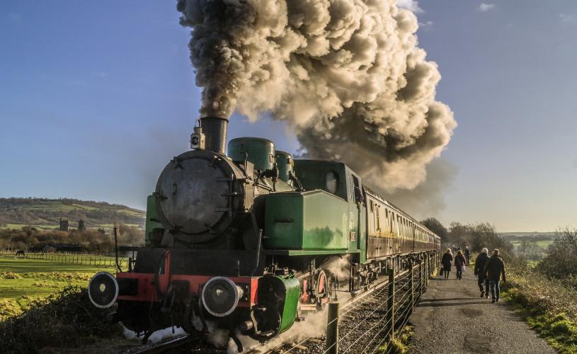 Closeup shot of a steam train on the track at Avon Valley Railway near Bristol - credit Avon Valley Railway