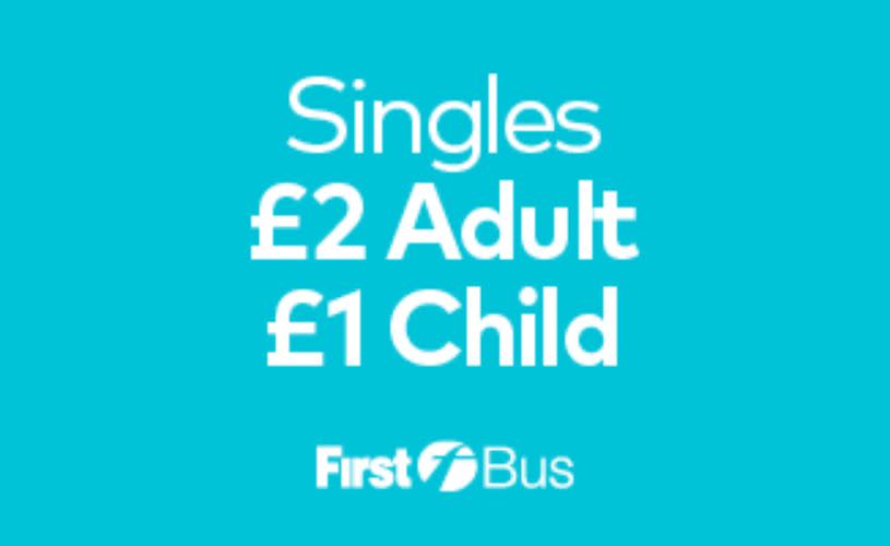 Singles £2 adult and £1 child - credit First Bus