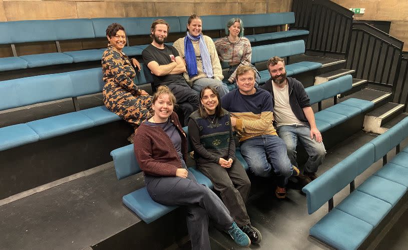 Wardrobe Theatre Team 2025 (back to front, left to right - Aisha Ali, Chris Collier, Giulia Bernacchi, LK Reed, Kate Stokes, Daisy Kennedy, Matthew Whittle, Luke Mallison)