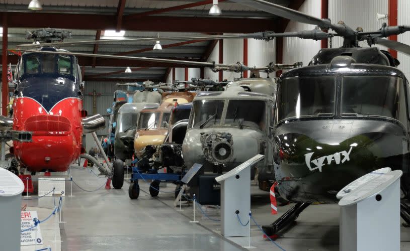 Helicopters on display - credit The Helicopter Museum