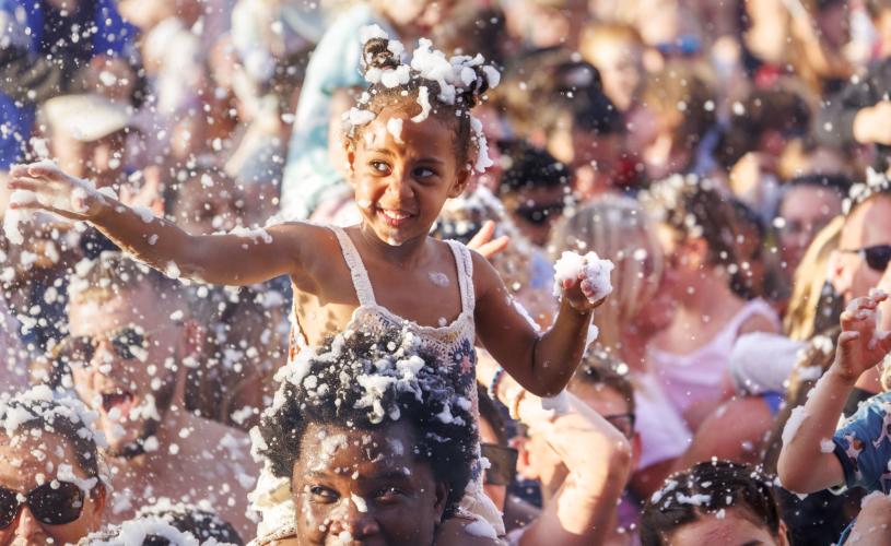 Family foam party at Bristol International Balloon Fiesta - Credit Paul Box
