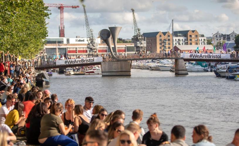 Crowds along the harbour at Bristol Harbour Festival - Credit Paul Box