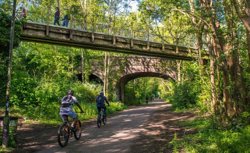 Cyclists on the Bristol & Bath Railway Path - credit Sustrans