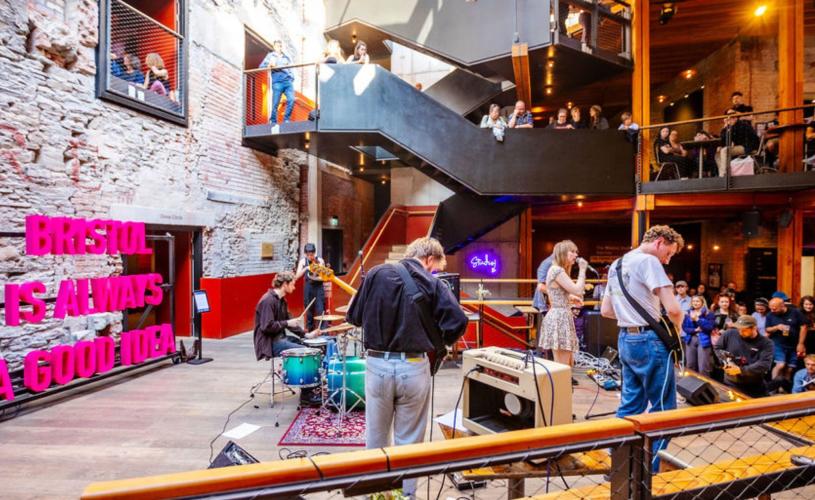Band performing at Bristol Old Vic as part of Old City Sounds 2024 in Bristol - Credit Julian Preece / Bristol City Centre BID