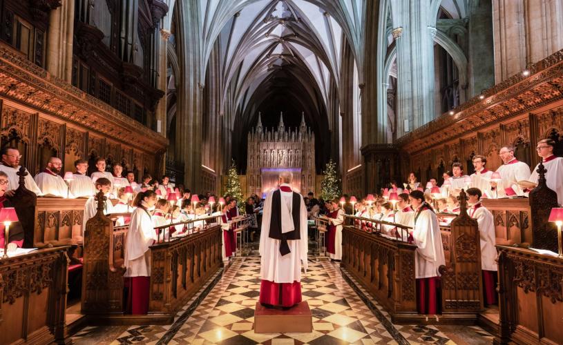 Bristol Cathedral on Christmas Day with choir - Credit Bristol Cathedral