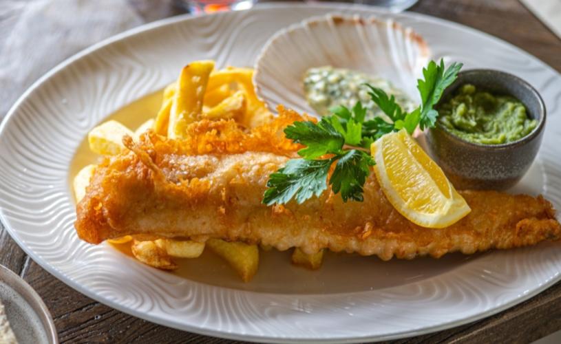 Plate of fish and chips with tartare sauce - credit Noah's Bristol