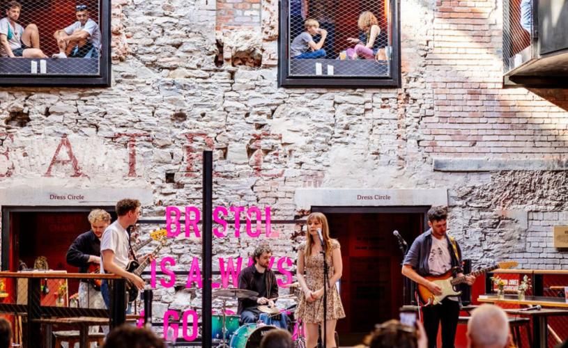 Band performing at Bristol Old Vic as part of Old City Sounds 2024 in Bristol - Credit Julian Preece / Bristol City Centre BID