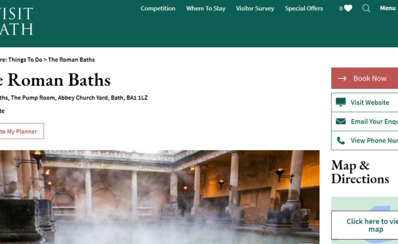 The Roman Baths on the Visit Bath website