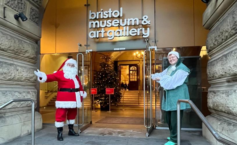 Santa outside Bristol Museum and Art Gallery