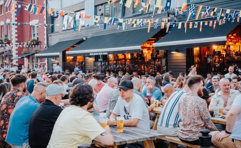 People sitting outside King Street Brew House in central Bristol - credit King Street Brew House