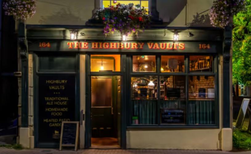 Outside The Highbury Vaults in Bristol at night - credit Youngs