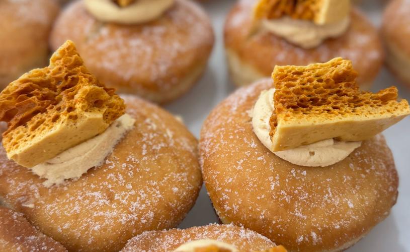 A honeycomb donut at Pinkmans - Credit Pinkmans