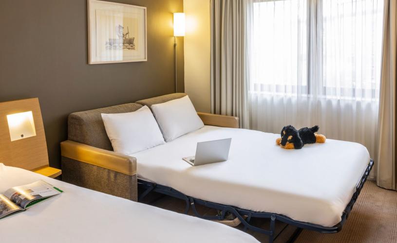 Novotel Bristol City Centre family bedroom with open sofabed