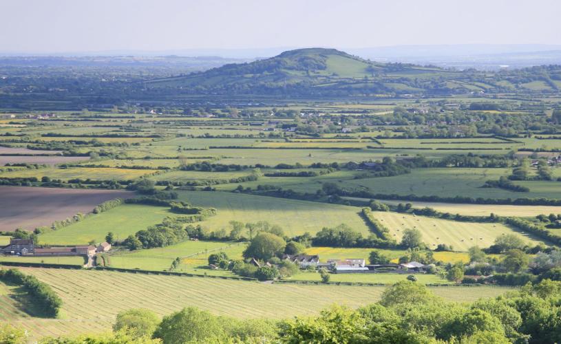 Views across Mendills Hills and Brent Knoll - credit Visit West