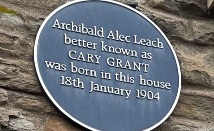 Cary Grant blue plaque in Horfield, Bristol - credit Visit West