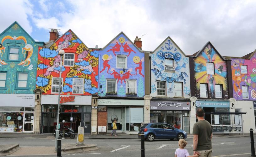 'The Six Sisters' artwork in Bristol by Bex Glover, Lucas Antics, Zoe Power, Gemma Compton, Sophie Long and Ejits on North Street, Bristol - credit Upfest
