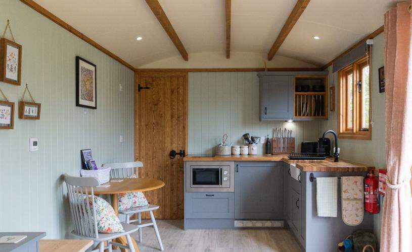 Interior of Warblers' Meadow shepherd hut at WWT Slimbridge - Credit WWT Slimbridge