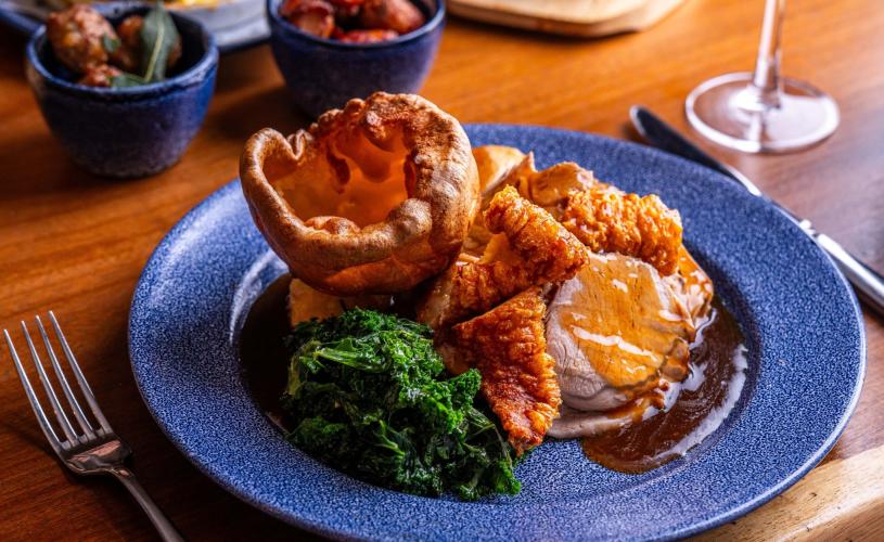 Sunday lunch roast pork at Coppa Club in Clifton, Bristol - credit Coppa Club
