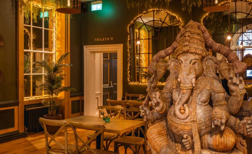 Restaurant interior at Mowgli Bristol - credit Mowgli
