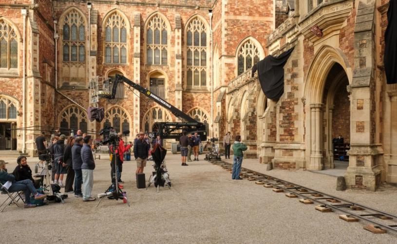 Boarders filming taking place at Clifton College in Bristol - credit BBC