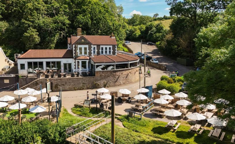 Riverside pub garden at The The Cross Keys in Hanham - credit Youngs
