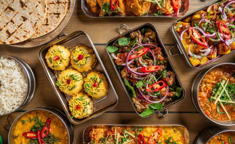 Street food plates at Mowgli in Bristol - credit Mowgli