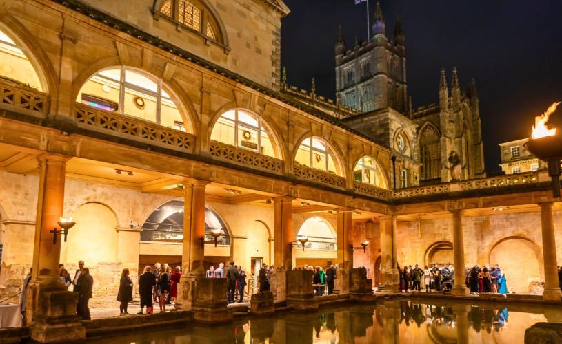 The Roman Baths at night