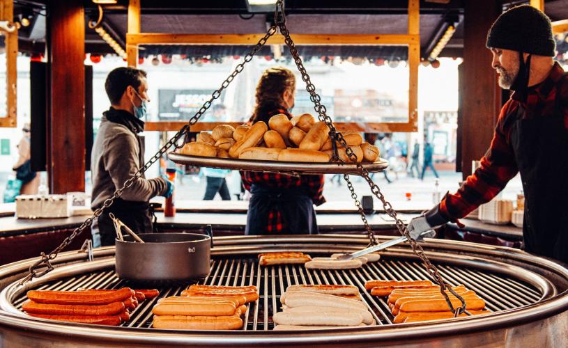 Sausage stand at Bristol's Christmas Market - Credit German Events
