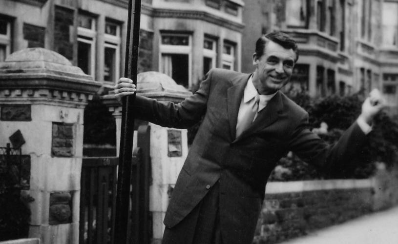 A black and white image of Cary Grant on the street where he was born in Horfield, Bristol - credit Bristol Post