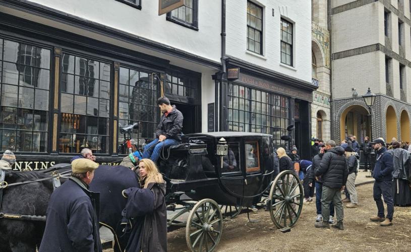 Young Sherlock filming on Broad Street in Bristol - credit Dominic Parker