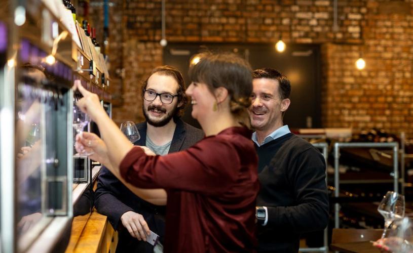 People choosing wine from Enomatic machine at Le Vignoble Bristol - credit Le Vignoble