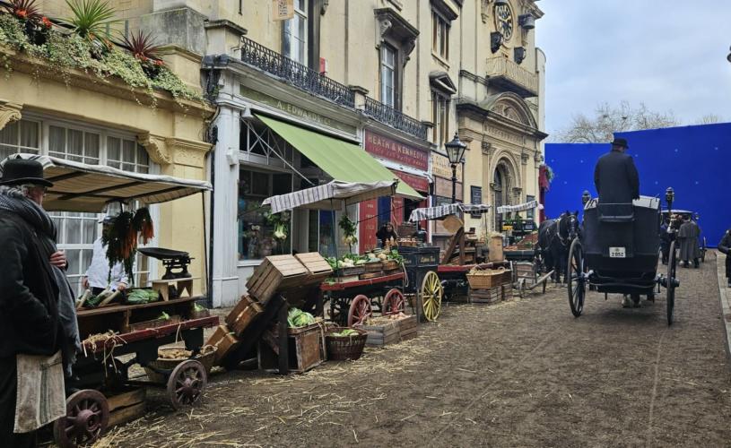 Young Sherlock filming on Broad Street in Bristol - credit Dominic Parker