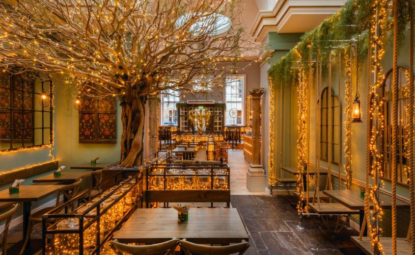 Restaurant interior at Mowgli Bristol - credit Mowgli